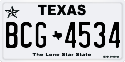TX license plate BCG4534