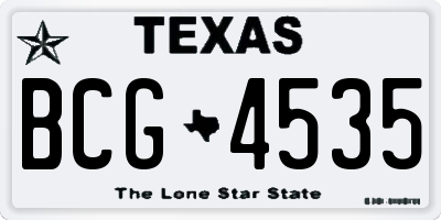 TX license plate BCG4535