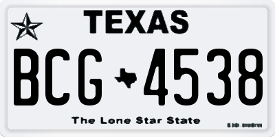 TX license plate BCG4538