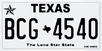 TX license plate BCG4540