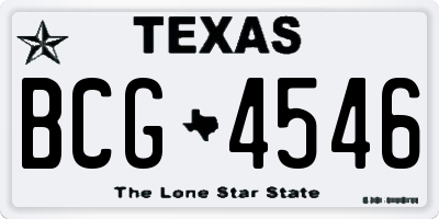 TX license plate BCG4546