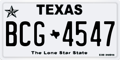 TX license plate BCG4547