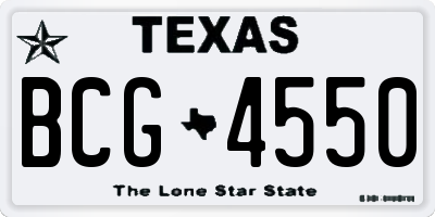TX license plate BCG4550