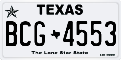TX license plate BCG4553