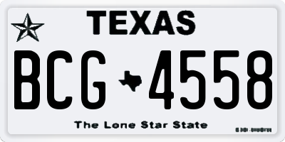 TX license plate BCG4558