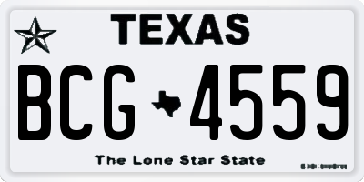 TX license plate BCG4559