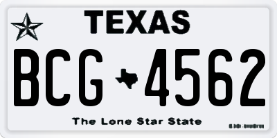TX license plate BCG4562