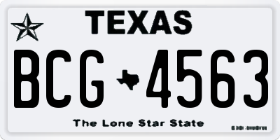 TX license plate BCG4563