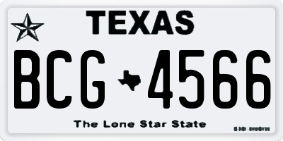 TX license plate BCG4566