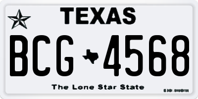 TX license plate BCG4568