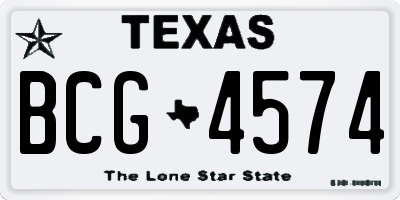 TX license plate BCG4574