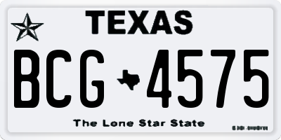 TX license plate BCG4575