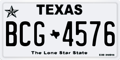 TX license plate BCG4576