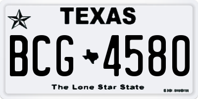 TX license plate BCG4580