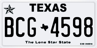 TX license plate BCG4598