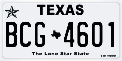 TX license plate BCG4601