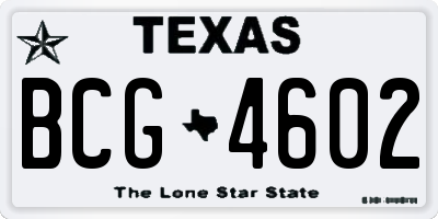 TX license plate BCG4602