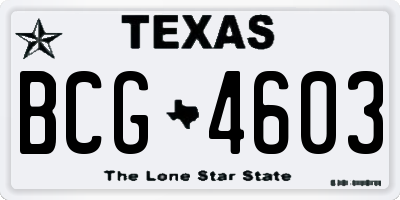 TX license plate BCG4603