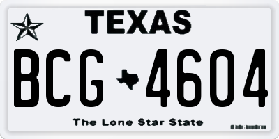 TX license plate BCG4604