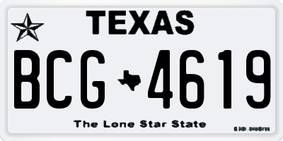 TX license plate BCG4619