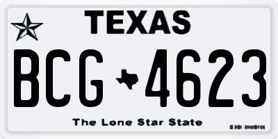 TX license plate BCG4623