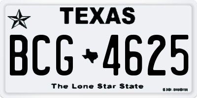 TX license plate BCG4625