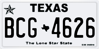 TX license plate BCG4626