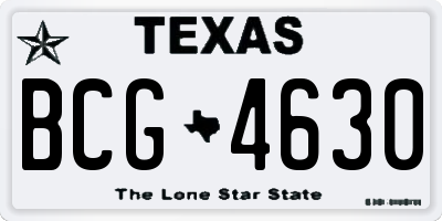 TX license plate BCG4630