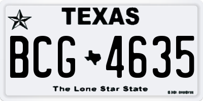 TX license plate BCG4635