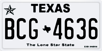 TX license plate BCG4636