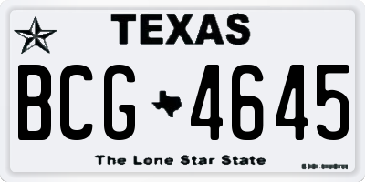 TX license plate BCG4645
