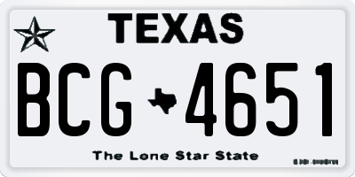 TX license plate BCG4651