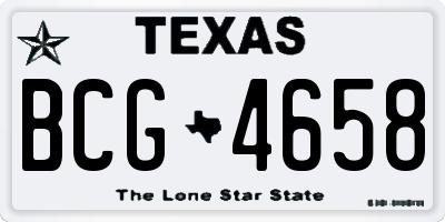 TX license plate BCG4658