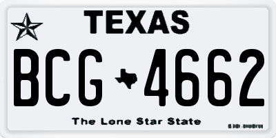 TX license plate BCG4662