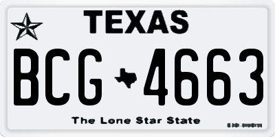 TX license plate BCG4663
