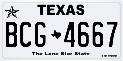 TX license plate BCG4667