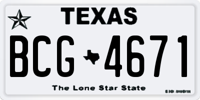 TX license plate BCG4671
