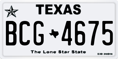 TX license plate BCG4675