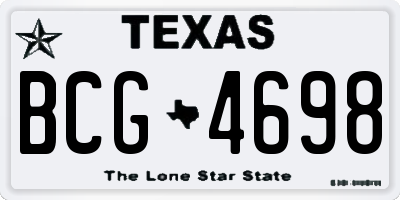 TX license plate BCG4698