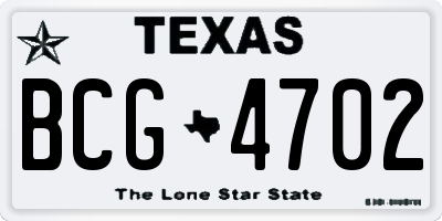 TX license plate BCG4702