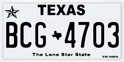 TX license plate BCG4703