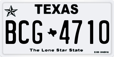 TX license plate BCG4710