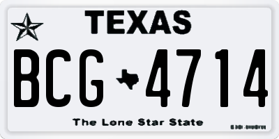 TX license plate BCG4714