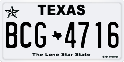 TX license plate BCG4716