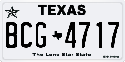 TX license plate BCG4717