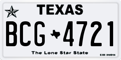 TX license plate BCG4721