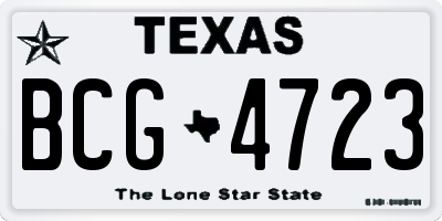 TX license plate BCG4723
