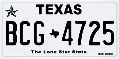 TX license plate BCG4725