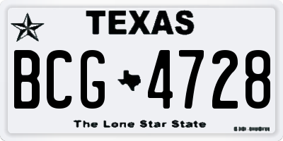 TX license plate BCG4728