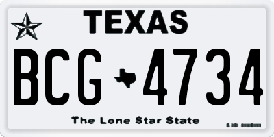 TX license plate BCG4734